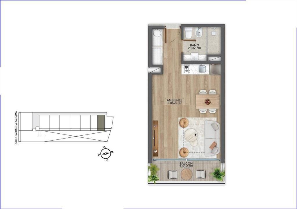 Apartamento monoambiente en venta en Puerto Buceo - 109