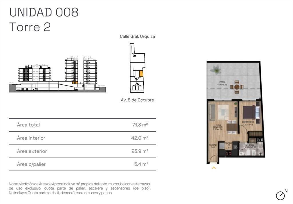 VENTA APARTAMENTO 1 DORM PATIO LA BLANQUEADA POZO