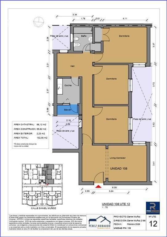 Apartamento de tres dormitorios en venta con renta en Tres