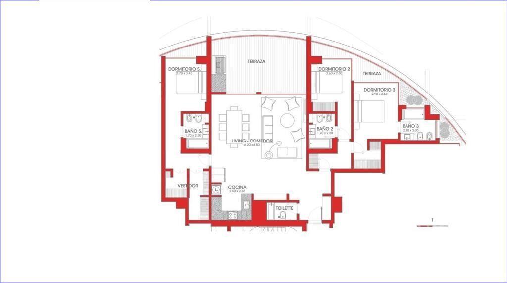 Apartamento de tres dormitorios en venta en Parque Roosvelt