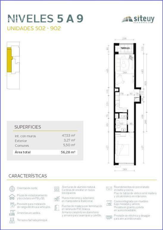 Apartamento de un dormitorio en venta en Cordón Sur - 502