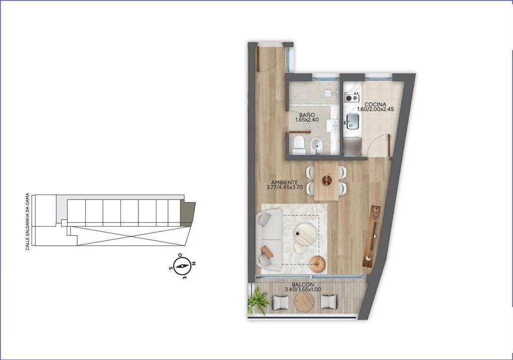 Apartamento monoambiente en venta en Puerto Buceo - 110