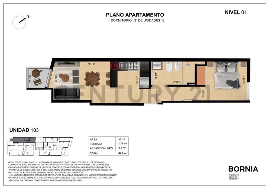 Venta Apart 1 dormitorio a estrenar, la blanqueada, barba...