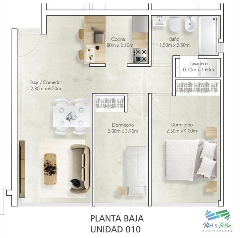 En venta apartamento, 2 dormitorios con cochera,