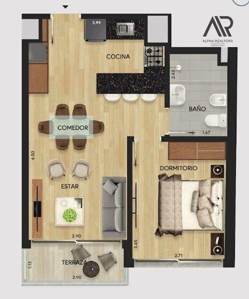 Apartamento de 1 dormitorio con terraza y COCHERA INCLUI...