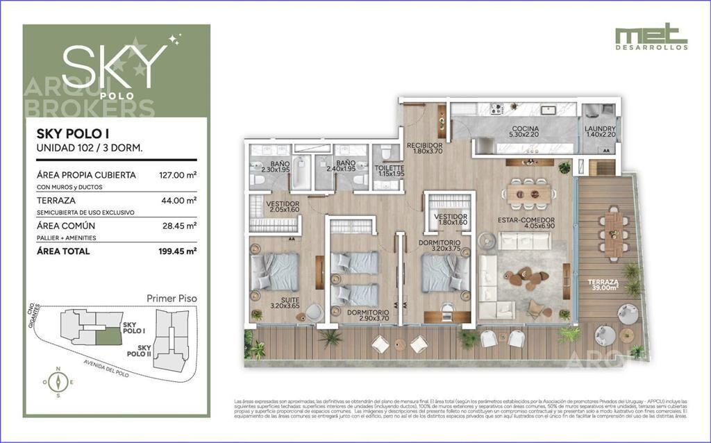 Apartamento de tres dormitorios en venta en Carrasco - 102