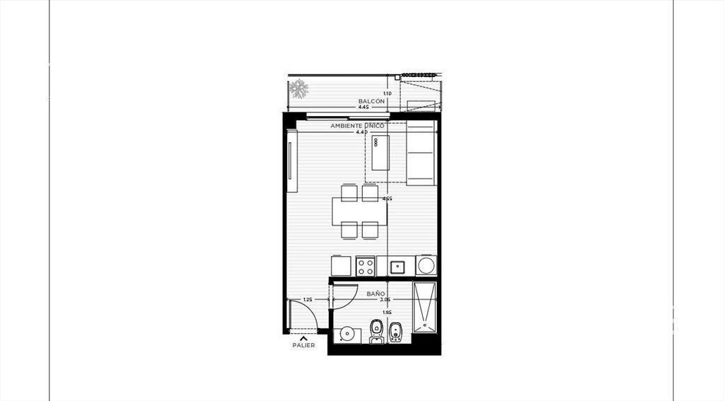 Apartamento monoambiente en Cordón