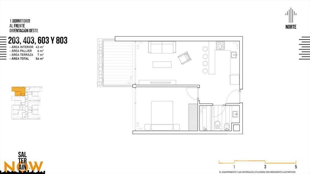 Venta de apartamento de 1 dormitorio en Cordón Sur