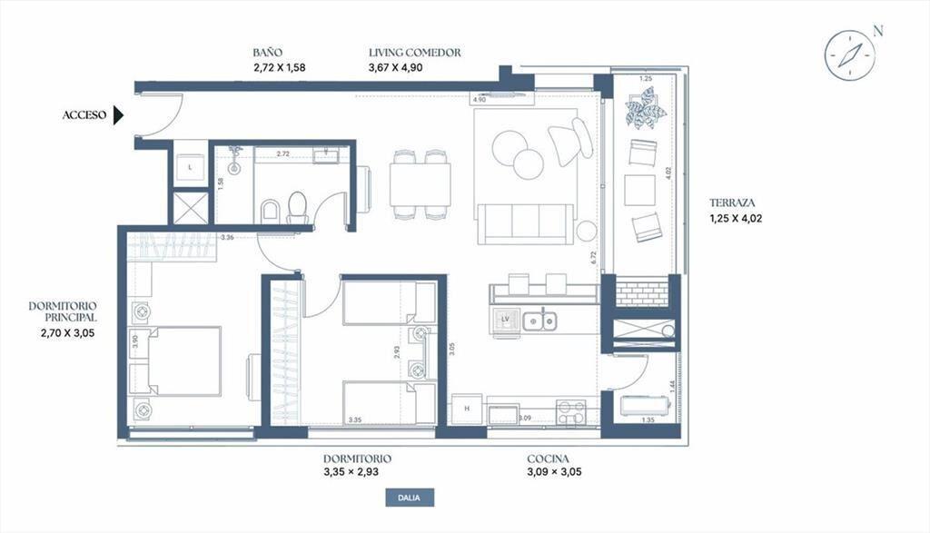 Apto 2 dorm con terraza, en pozo, Lago Calcagno