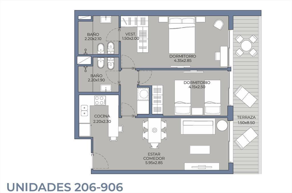 VENTA DE APARTAMENTO 2 DORMITORIOS EN BRÍO RIVERA