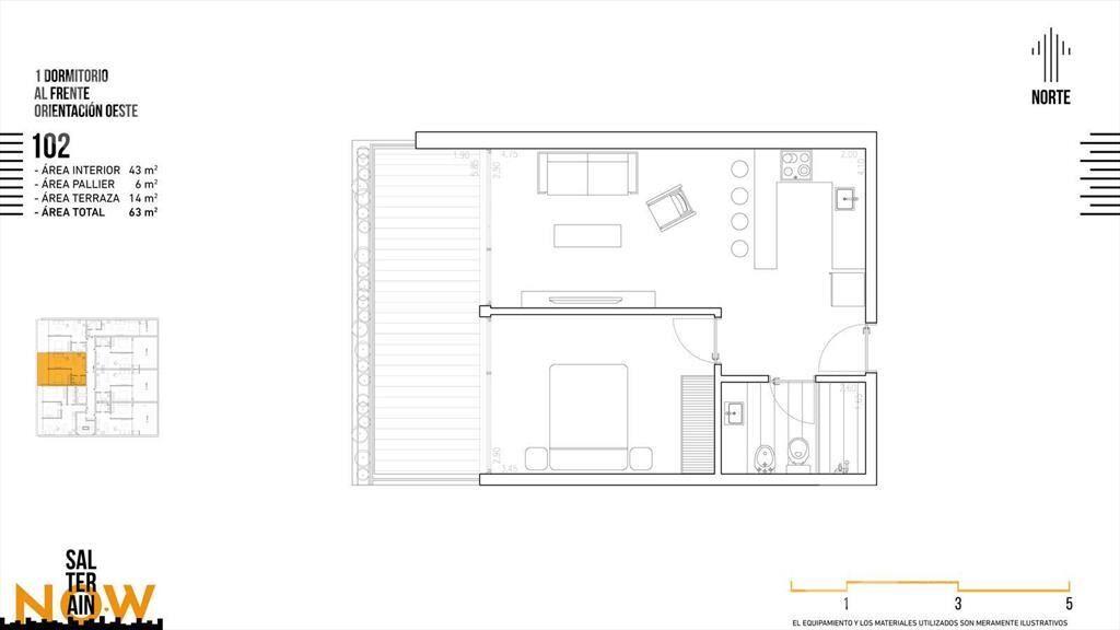 Venta de apartamento de 1 dormitorio en Cordón Sur