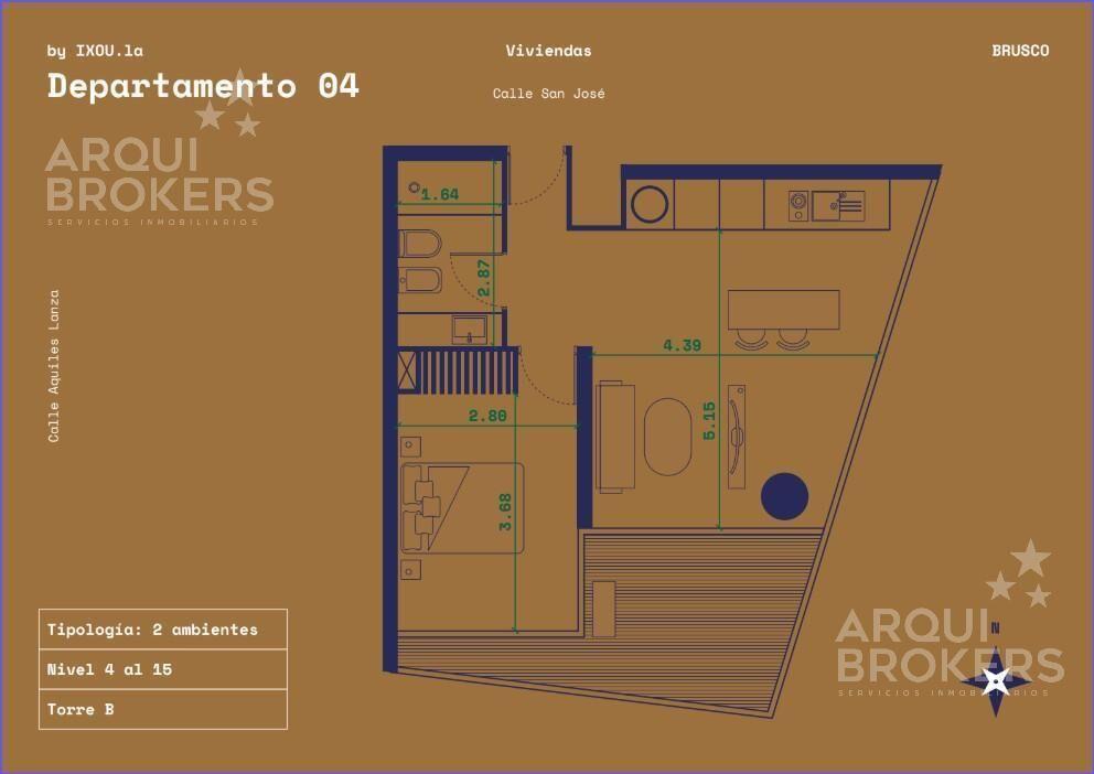 Apartamento de 1 dormitorio en venta en Centro - 1104B