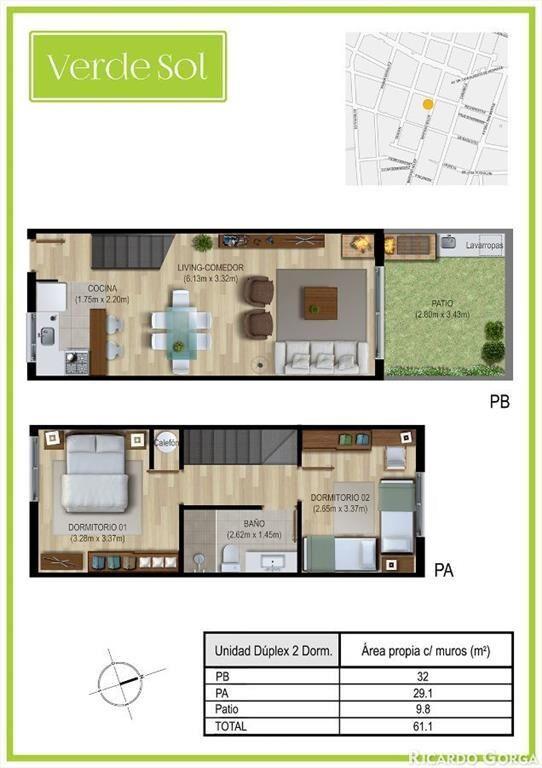 A ESTRENAR Tipo duplex Venta 2 dormitorios Verde Sol Coc...