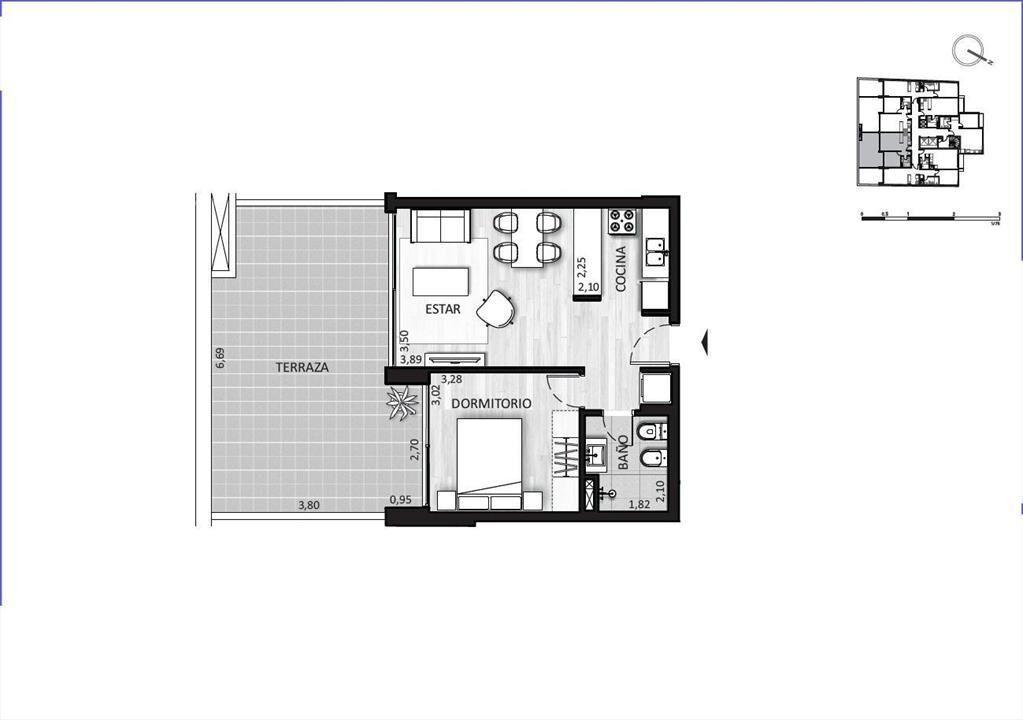 Apartamento de un dormitorio en venta en Cordón - 202