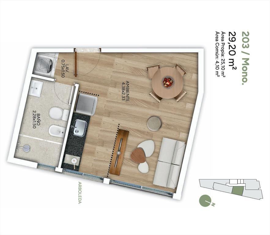 Venta apartamento monoambiente La Blanqueda