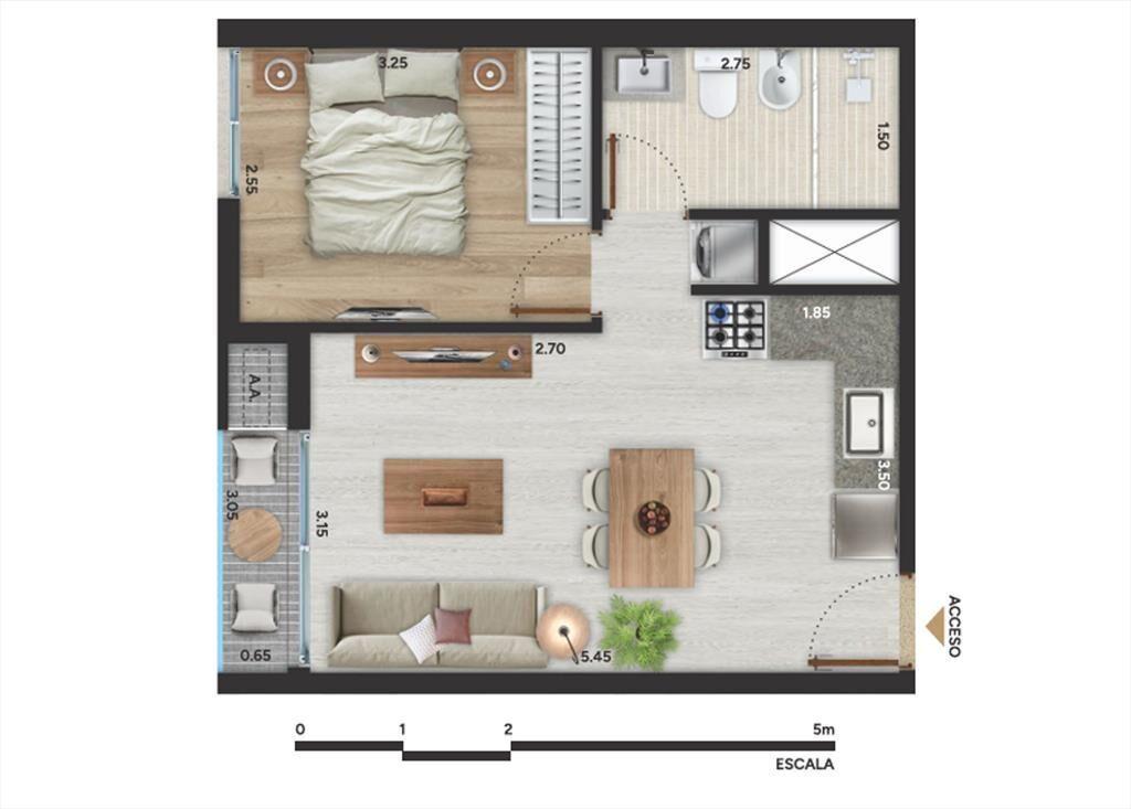 APARTAMENTO 1 DORMITORIO BALCON Y GGE