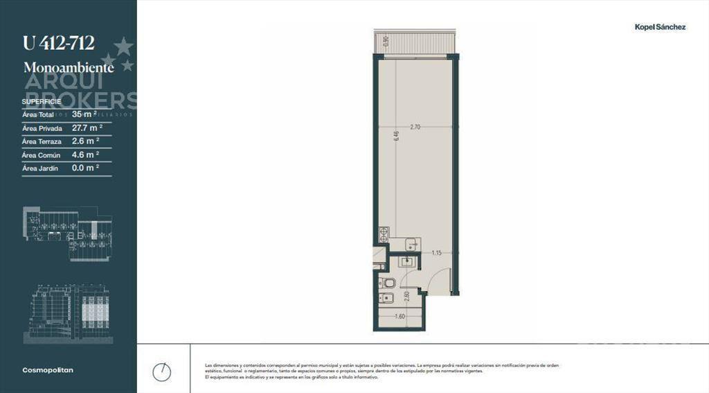 Venta apartamento monoambiente en Parque Rodó - 412