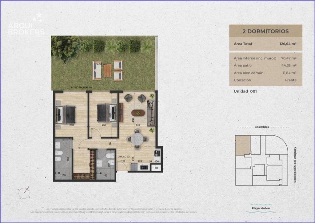 Apartamento de dos dormitorios en venta en Malvín - 001