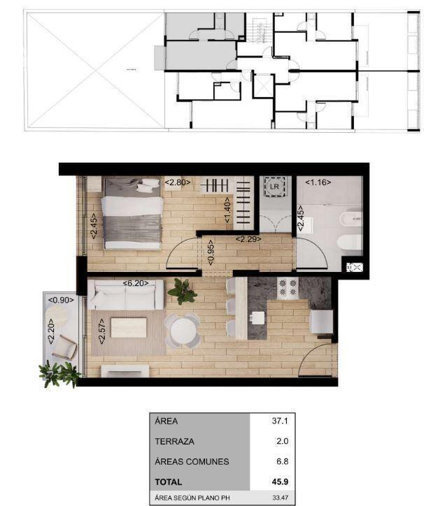 Apartamento de un dormitorio en venta en Cordón Sur - 103