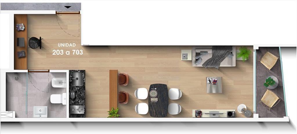 Venta apartamento monoambiente más Studio y terraza Parque