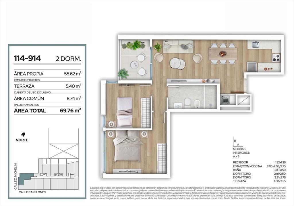 VENTA APARTAMENTO 2 DORMITORIOS EN CENTRO