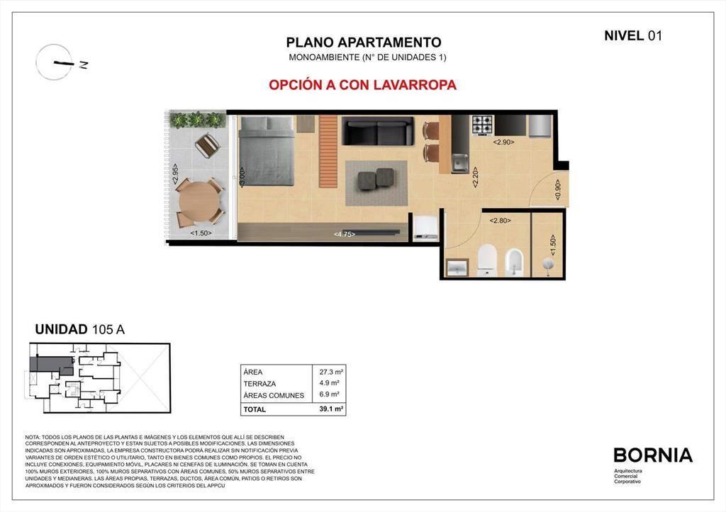 Apartamento monoambiente en venta en Centro - 105