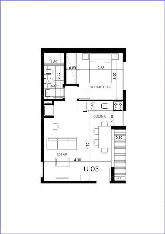 Apartamento de un dormitorio en venta en Cordón Sur - 703