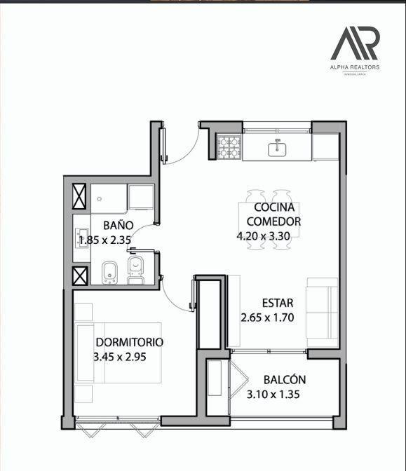 Apartamento en Cordon - 1 Dormitorio