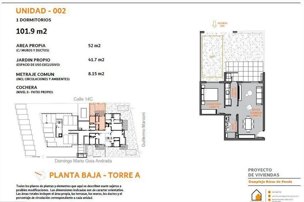 Venta apartamento 1 dormitorio con piscina Pando