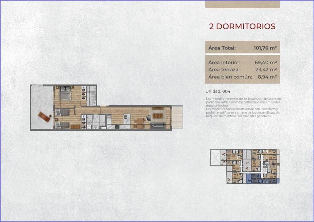 Apartamento de dos dormitorios en venta en Malvín