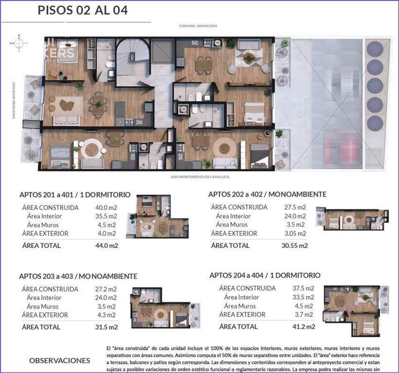 Apartamento monoambiente en venta en Cordón Sur - 302