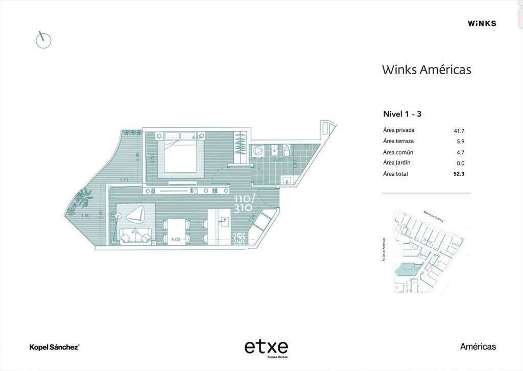 Reventa 310 Apartamento 1 dormitorio en Winks Americas...