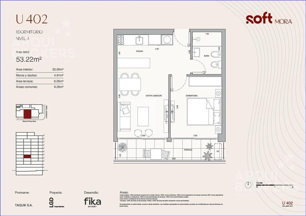 Apartamento de un dormitorio en venta en Cordón Sur - 402
