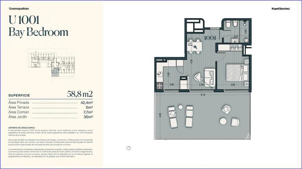 Venta apartamento penthouse de un dormitorio en Parque Rodó