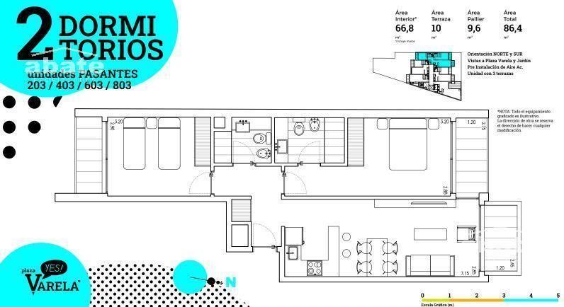 Venta apartamento de 2 Dormitorios en Pocitos