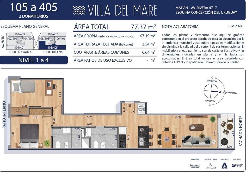 Venta de apartamento de 2 dormitorios en Villa del Mare, Mal