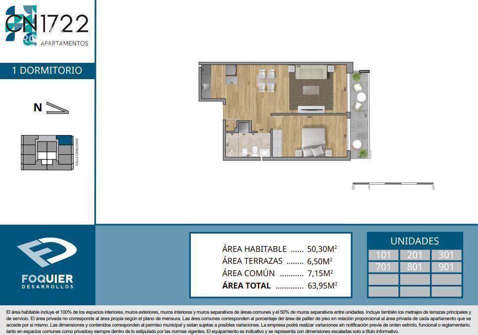 Apartamento de un dormitorio en venta en Cordón - 901