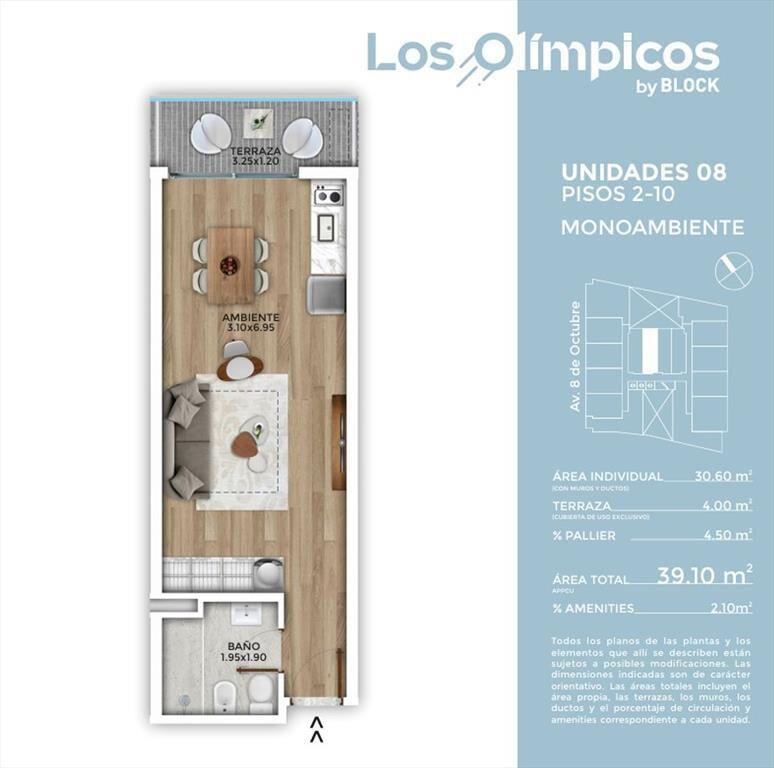 Venta Monoambiente Olimpicos con Renta