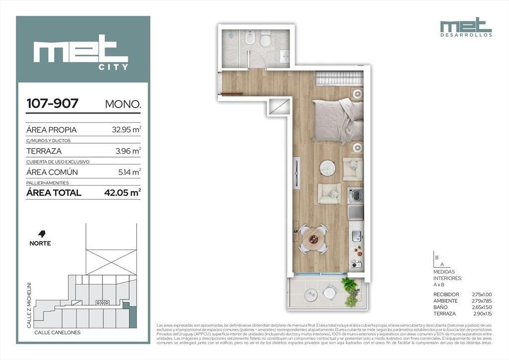 Venta Apartamento Monoambiente en Barrio Sur