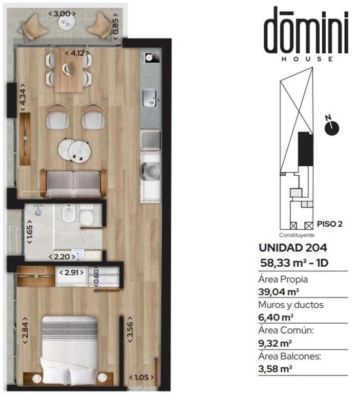 Venta de apartamento de 1 dormitorio en Domini House
