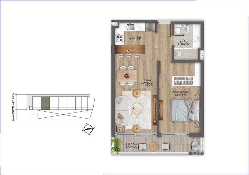 Apartamento de un dormitorio en venta en Puerto Buceo - 104