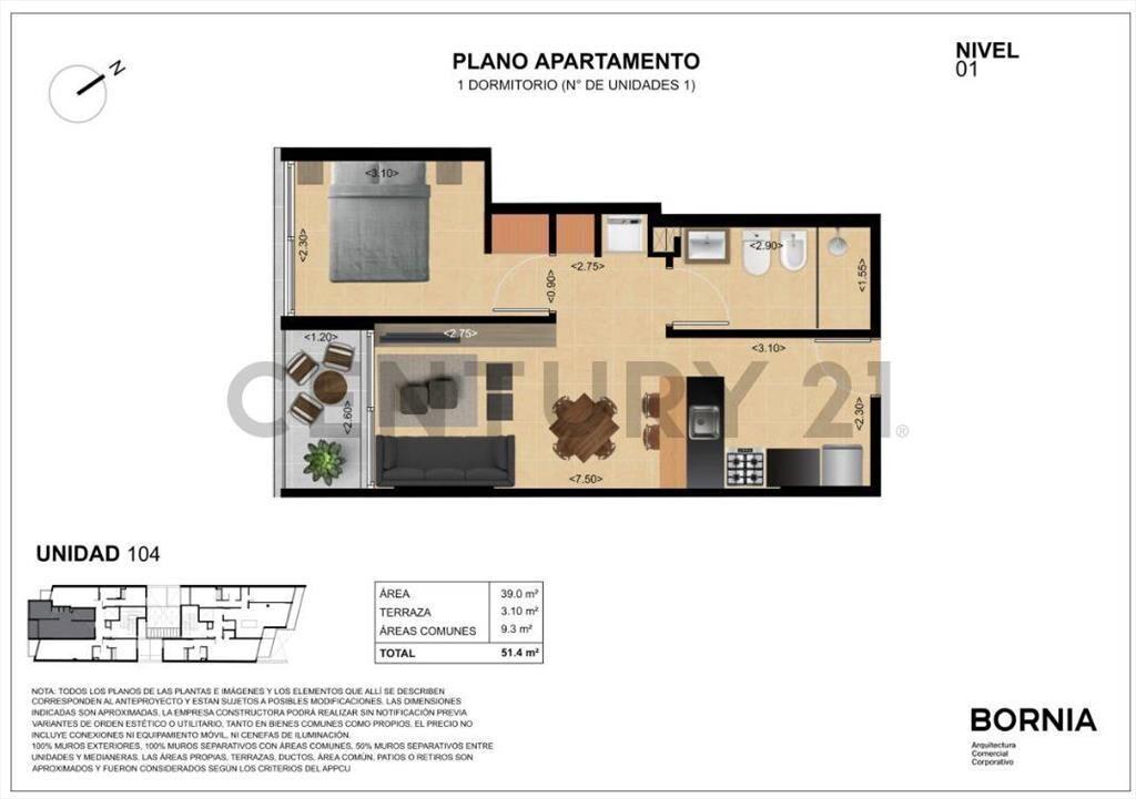 Venta Apart 1 dormitorio a estrenar, la blanqueada, barba...