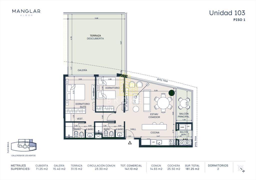 Venta Departamento 2 dormitorios, Manglar Albor
