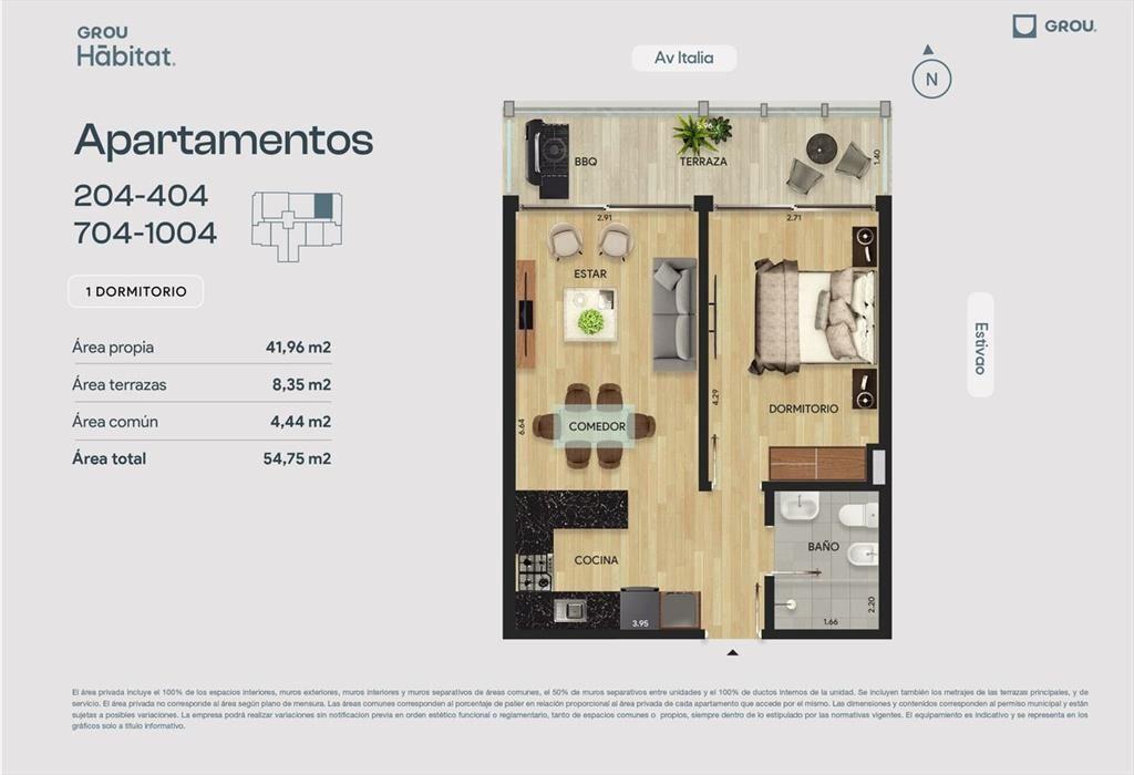 Venta apto 1 dorm. balcon, Parque Batlle