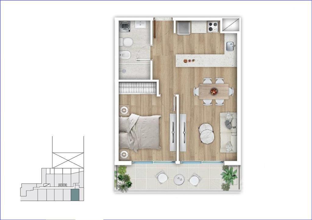 Apartamento de un dormitorio en venta en Centro - 108