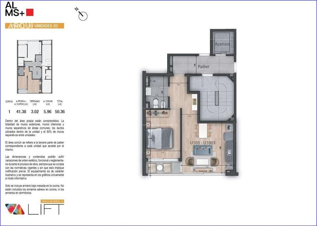 Apartamento de un dormitorio en vnta en La Blanqueada - 103