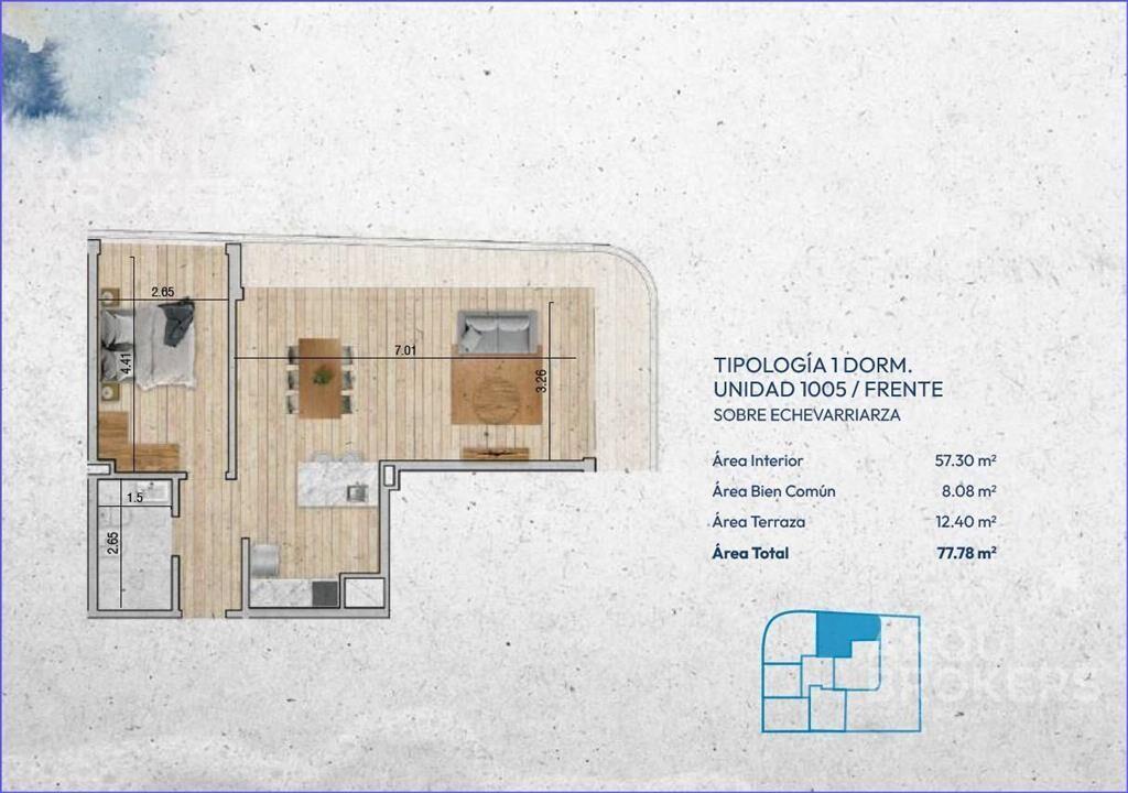 Apartamento de un dormitorio en venta en Pocitos Nuevo - 10