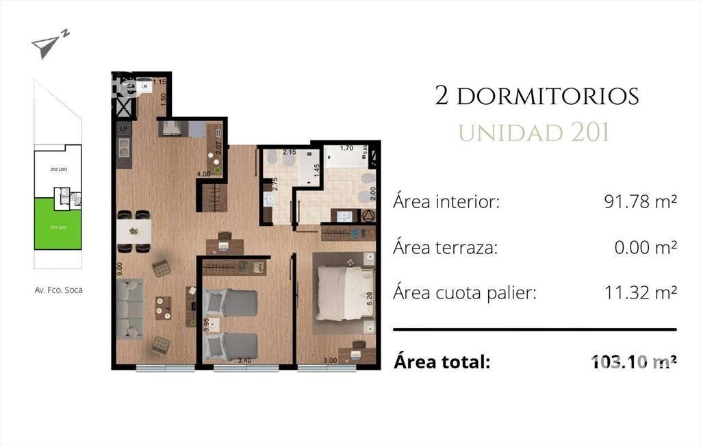 Venta de Apartamento 2 dormitorios en Pocitos, grandes dime