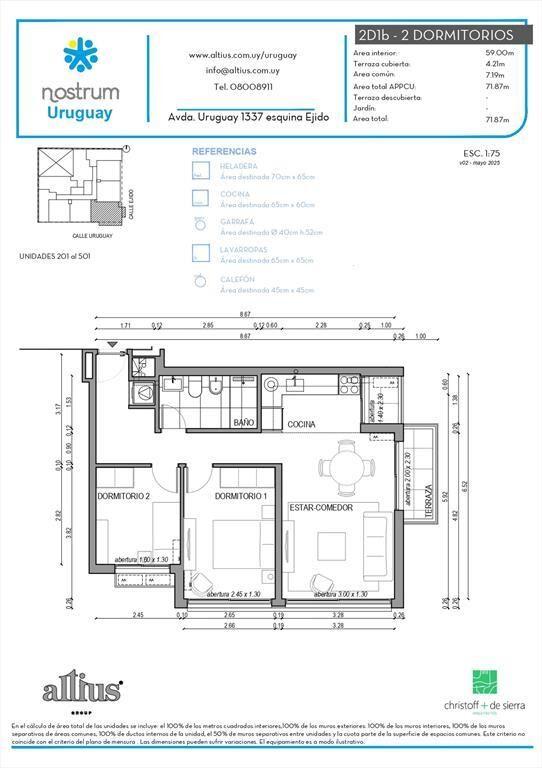 VENTA APTO 2 DORMITORIO CENTRO TERRAZA