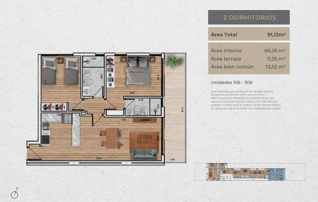 VENTA Apartamento MALVIN 2 dormitorios balcón POZO